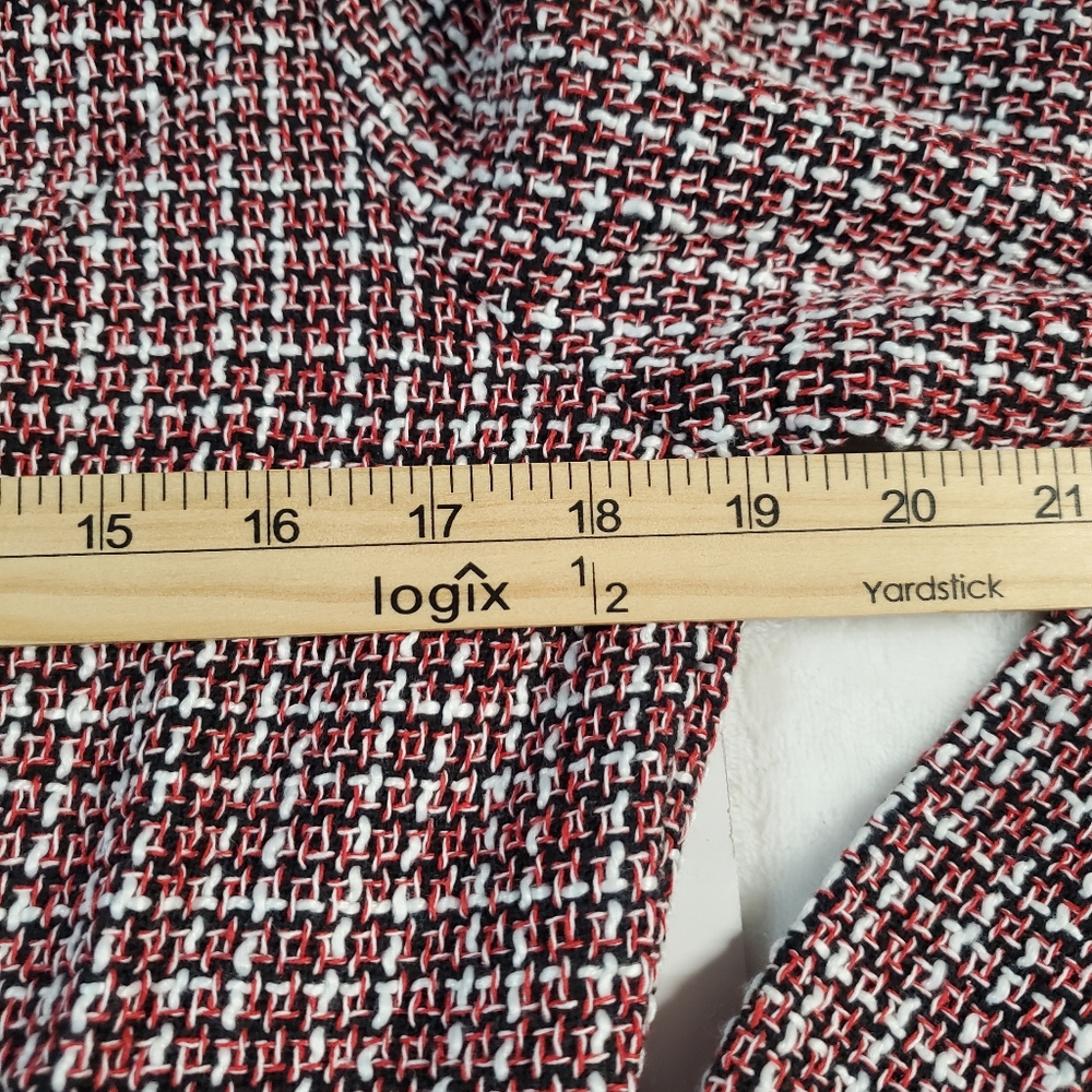 Long Sleeve Tweed Houndstooth Dress in Red, Black And White - Picture 3 of 7